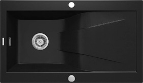 Плътно черен мат дизайнерска гранитна мивка с плот 86x50